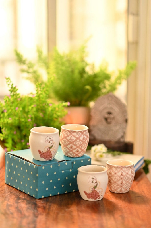 Handmade Ceramic Stoneware Kulhad - Set Of 4 