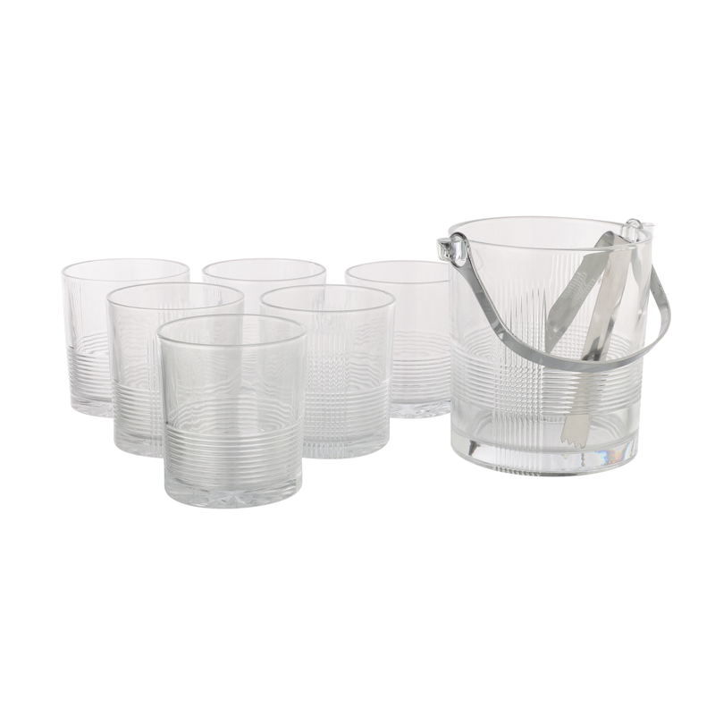 The Decor Lane Plain textured Glasses with Ice Bucket