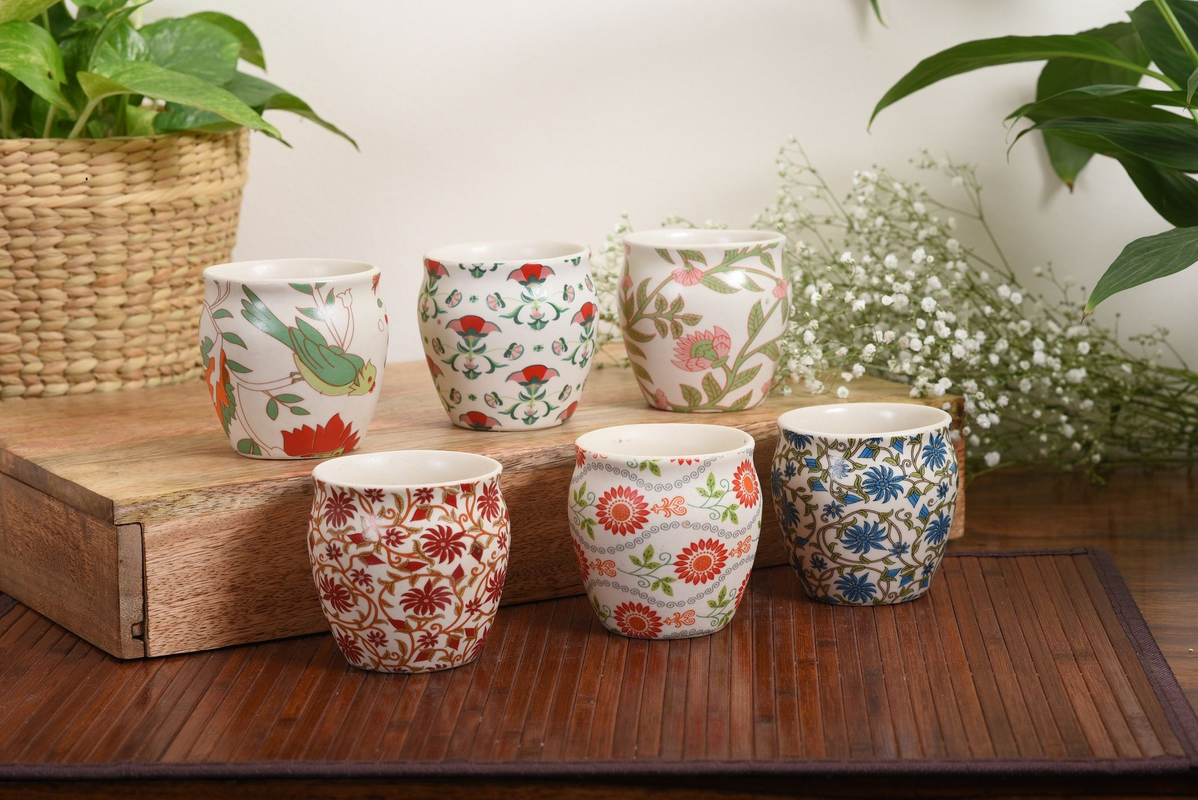 Handmade Ceramic Stoneware Kulhad - Set Of 6